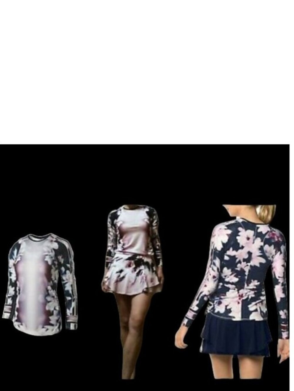 NWT Lucky In Love Women Floral Tee Shirt Top Long Sleeve S Small